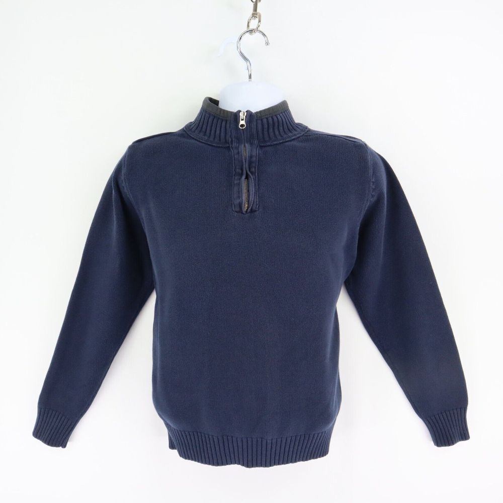 DOCKERS 1/4 Zip Sweater Pullover High Neck Mens Sz M Dark Blue Thick Cotton Knit
